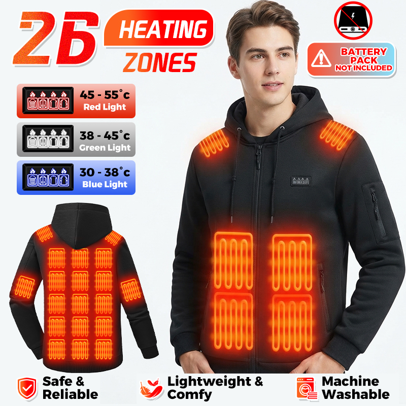 Winter Clothing Hiking - Isıtmalı Kapüşonlu Sweatshirt, 26 Bölge Isıtmalı,