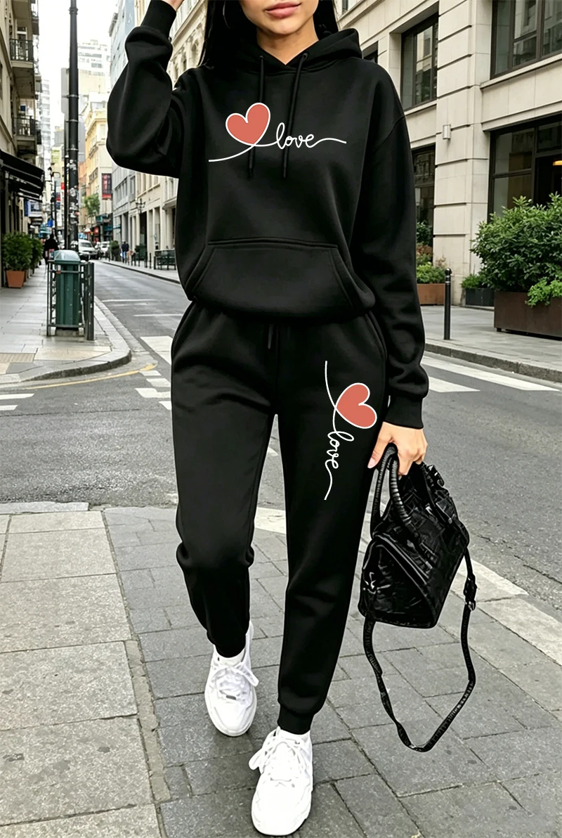 Winter Clothing For Women - Kadın Eşofman Takımı Baskılı Günlük Uzun